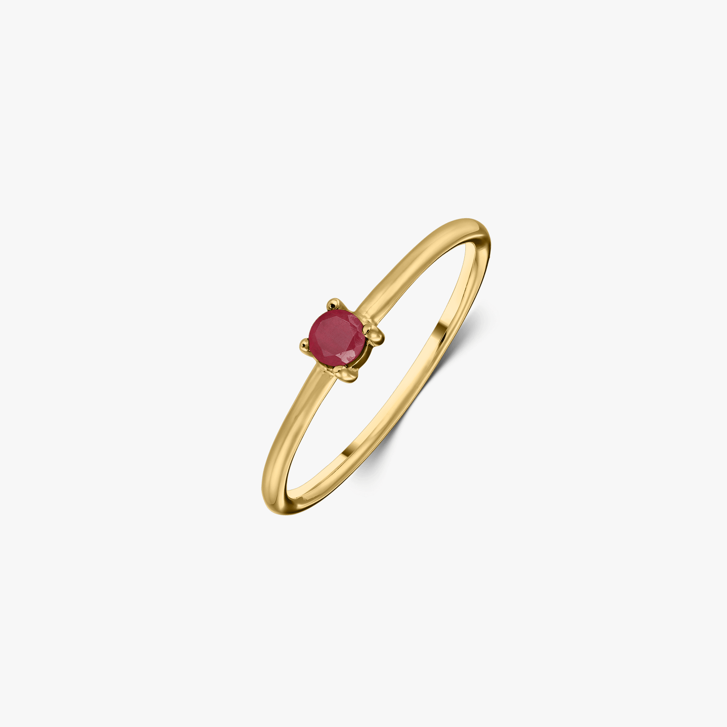 Bague en argent Birthstone Golden Juillet - Rubis - Indira