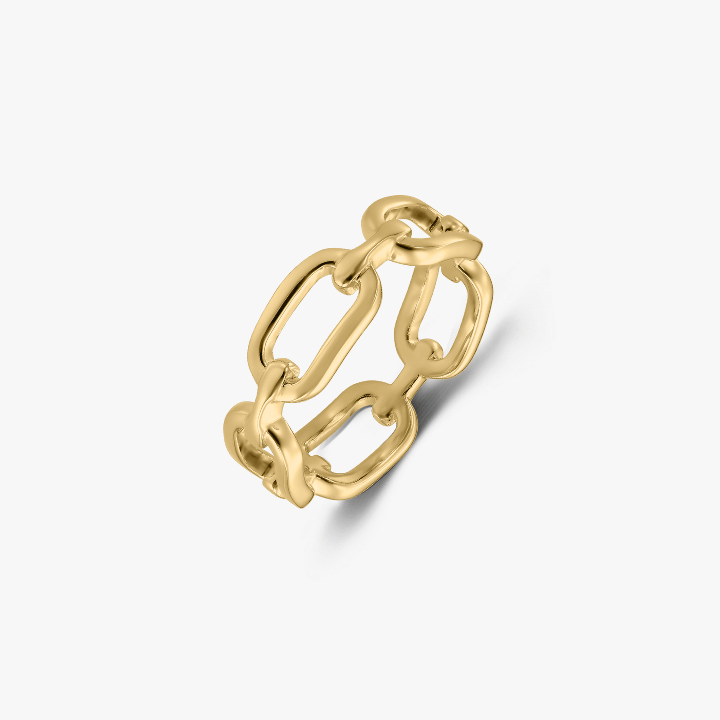 Bague Argent Chaîne Dorée
