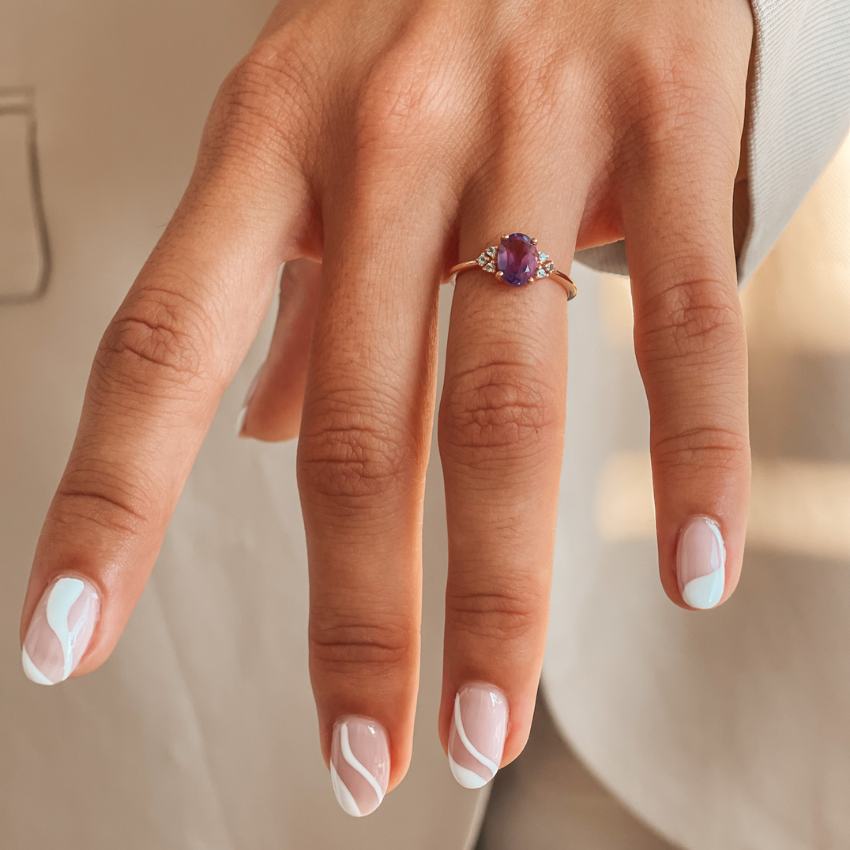 Bague rayonnante en or - Améthyste &amp; Diamants 