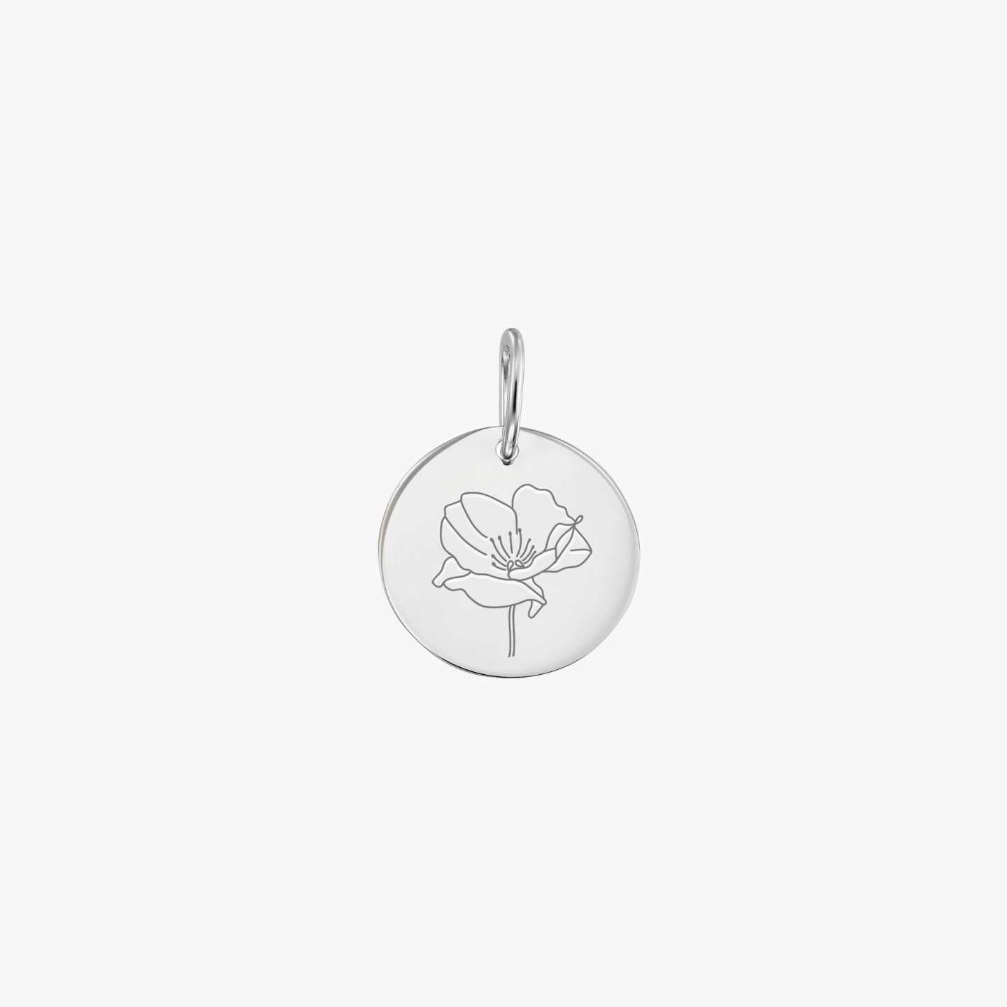 Pendentif en or blanc Fleur de Naissance - Août Coquelicot - Indira