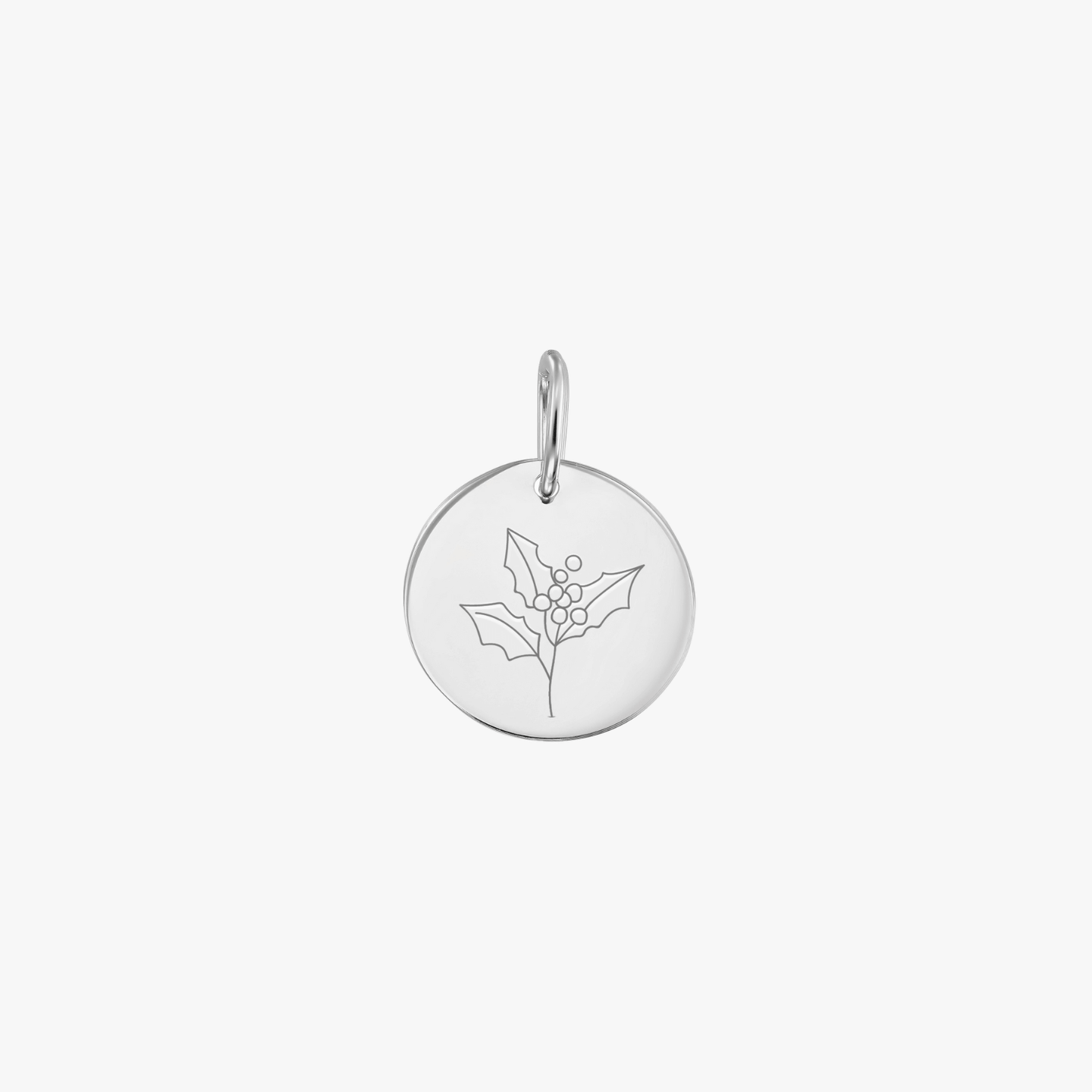 Pendentif en or blanc Fleur de Naissance - Décembre Houx - Indira