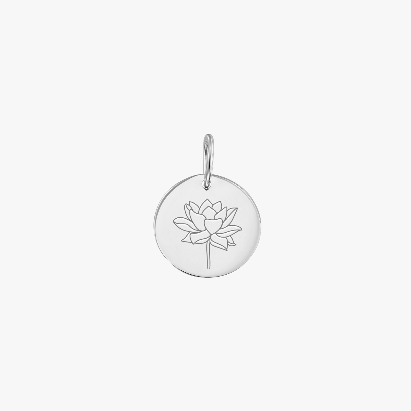 Pendentif en or blanc Birth Flower - Juillet Lotus - Indira