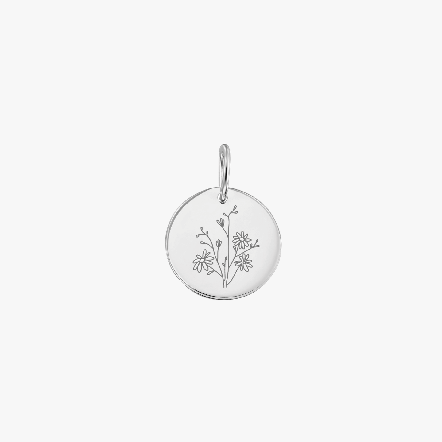 Pendentif en or blanc Fleur de naissance - Septembre Aster - Indira