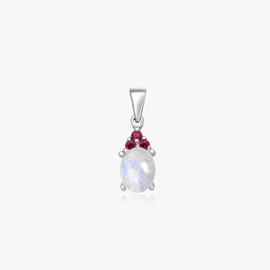 Pendentif Piaf en argent - Pierre de Lune Rhodolite