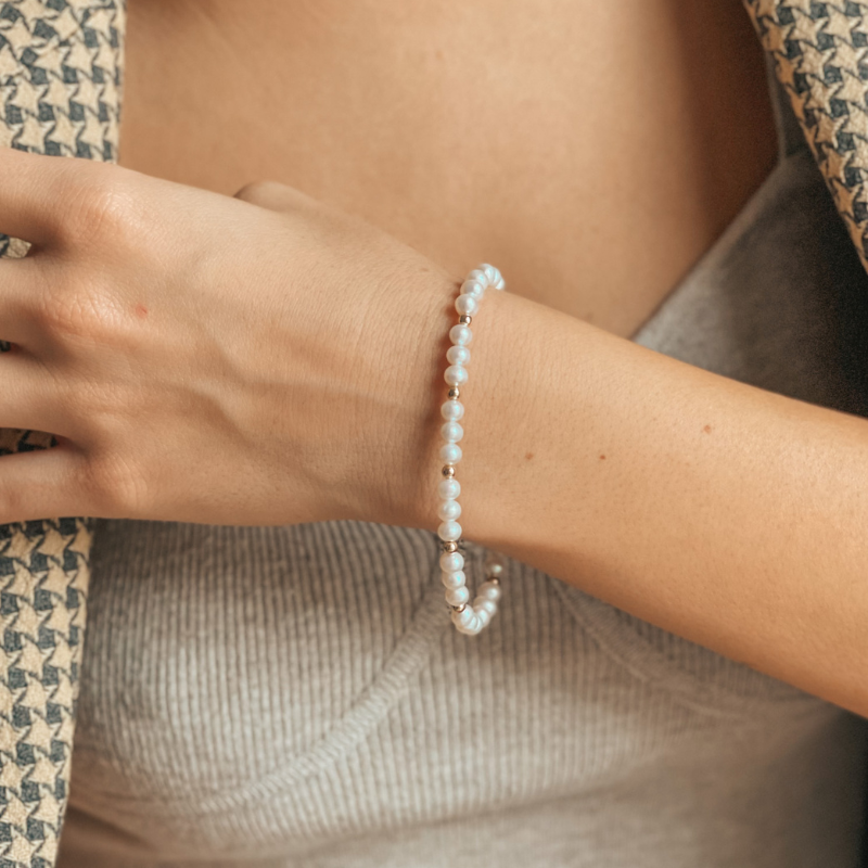 Bracelet Or Sonet Doré - Perles Naturelles