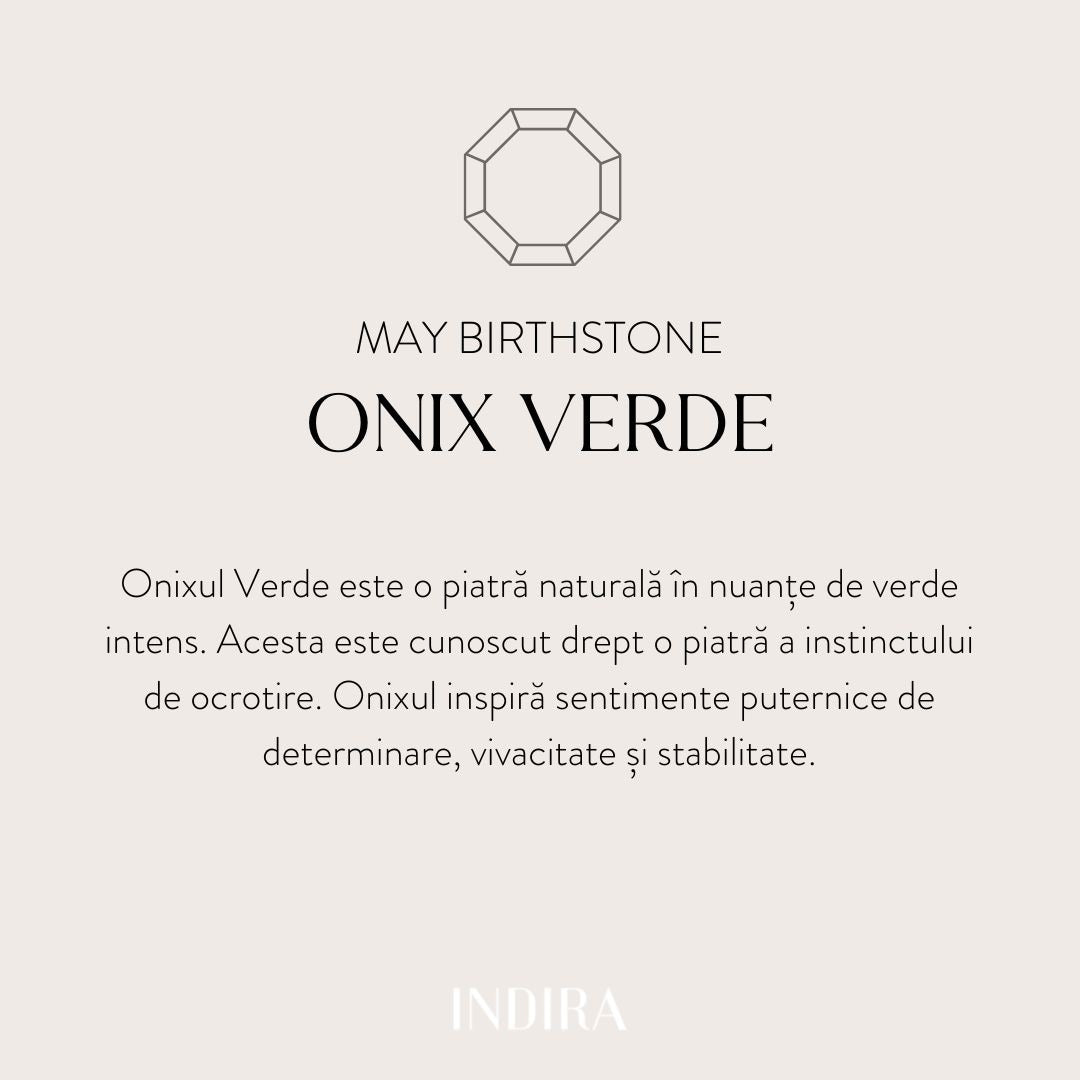 Brățară din argint Birthstone Golden May - Onix Verde - Indira