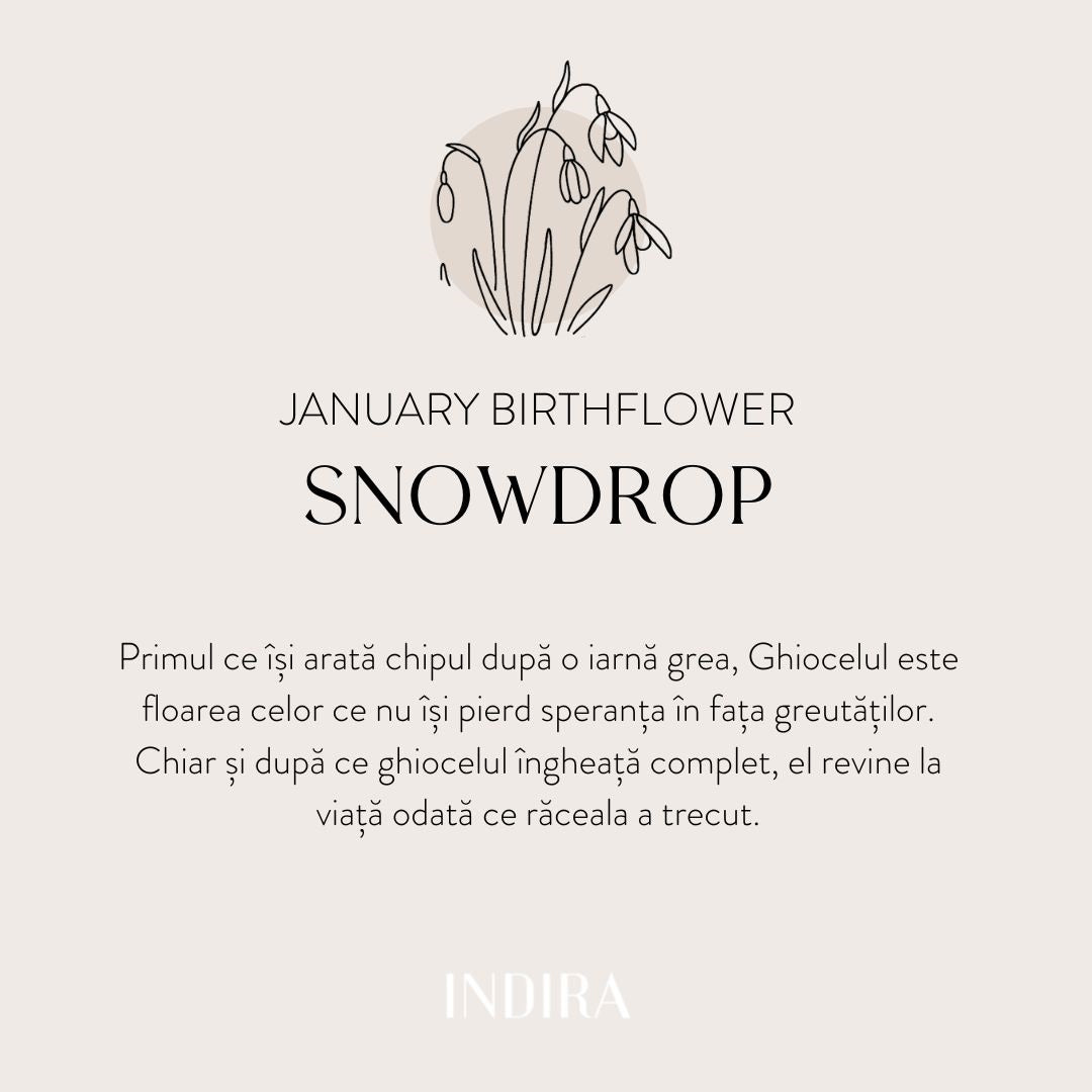Bracelet cordon en argent fleur de naissance en argent - Perce-neige de janvier